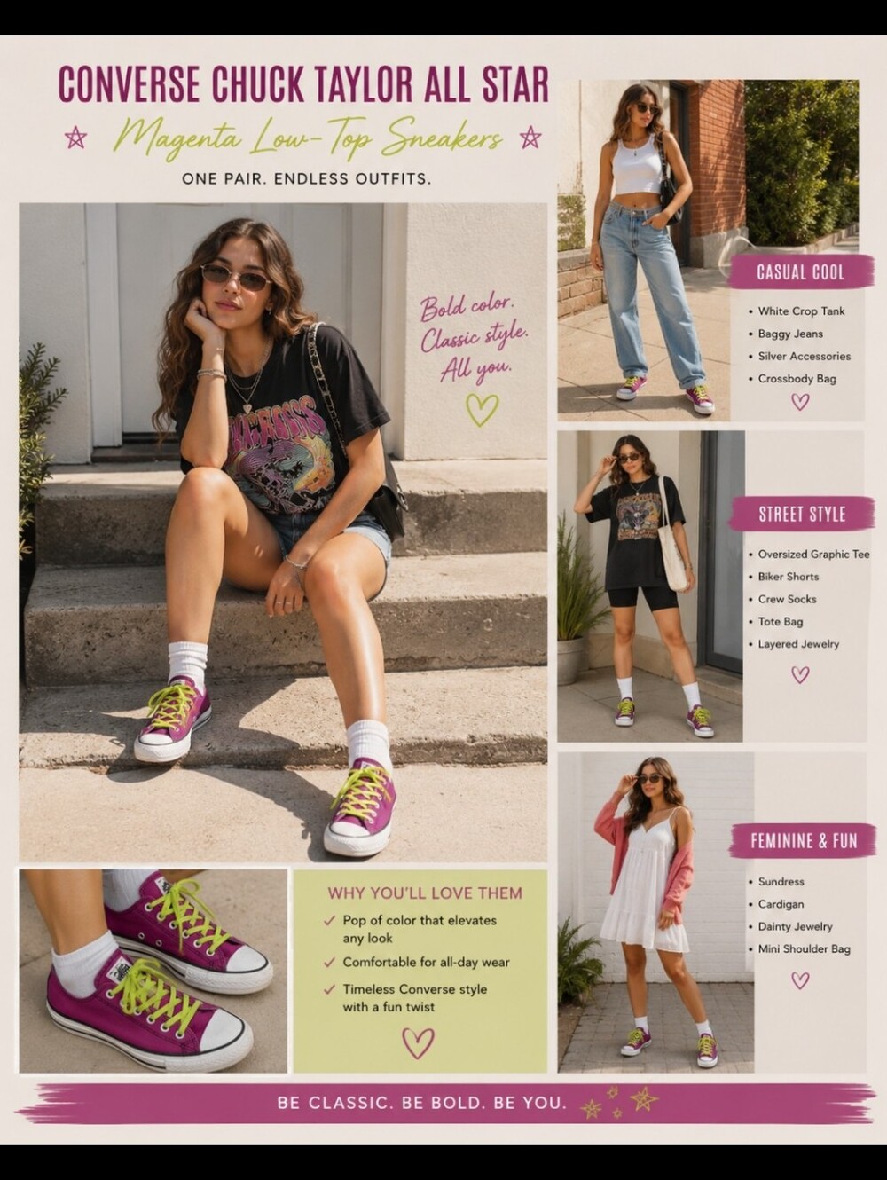 Converse ~ Chuck Taylor All Star Low-Top Sneakers – Women’s 9 Magenta